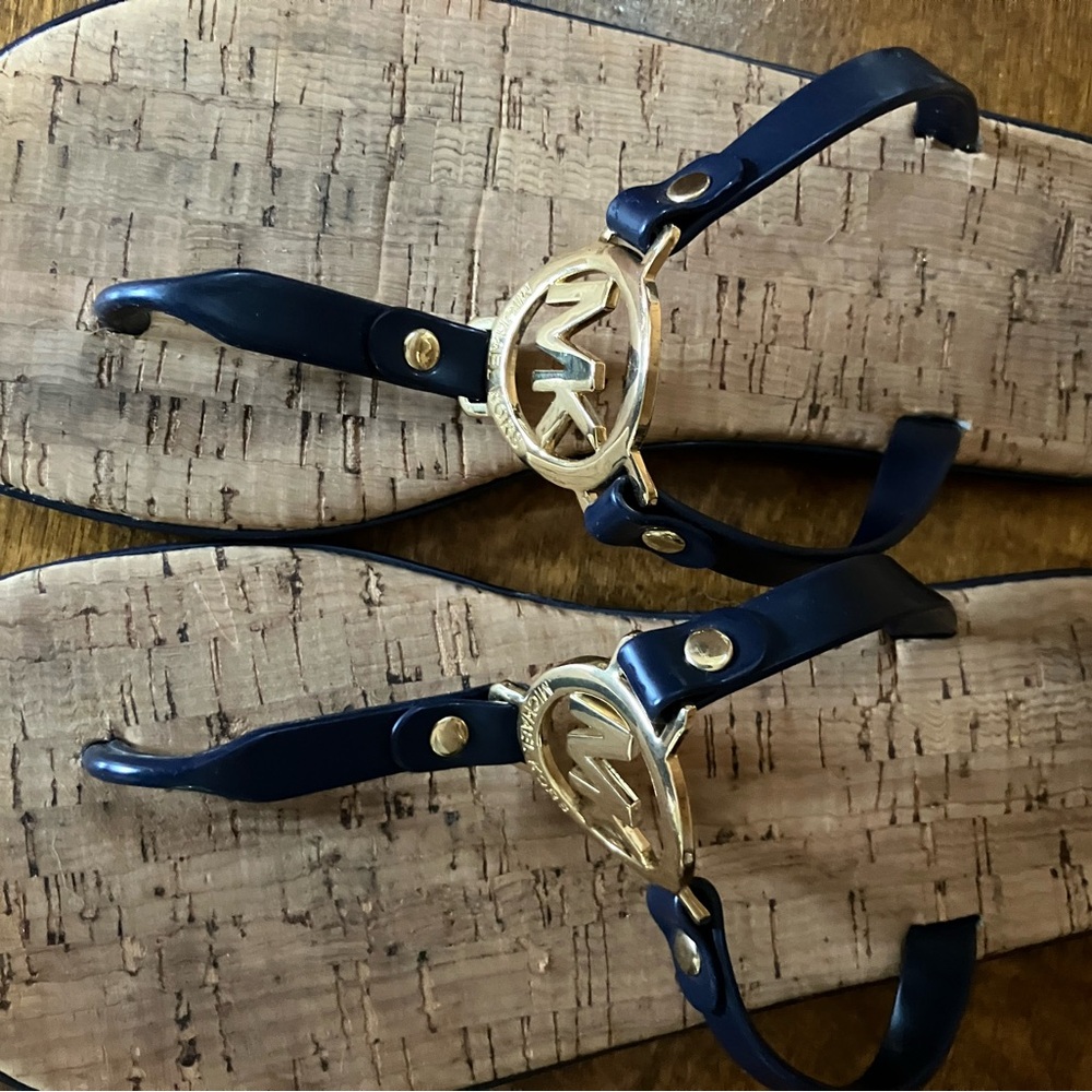 Michael Kors Blue and Gold Sandals Elegant Design